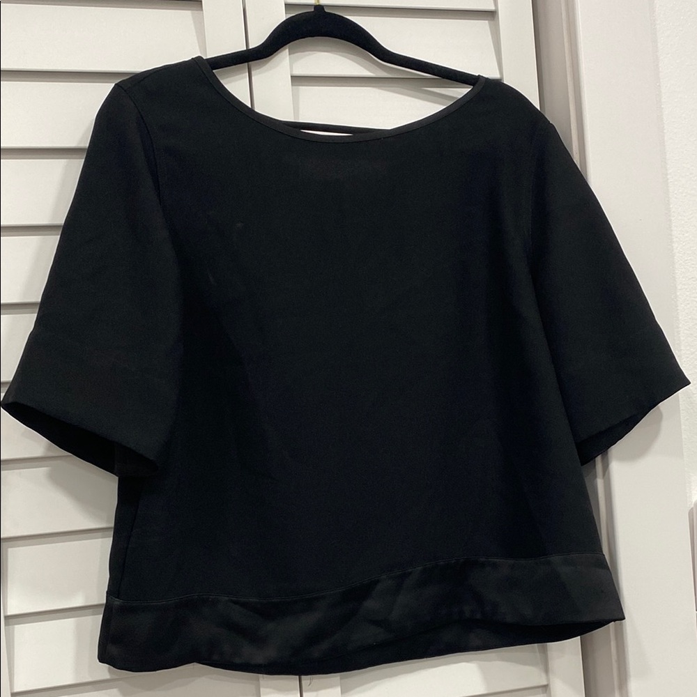 Banana Republic Black Boxy Crop Blouse 3/4 Sleeve